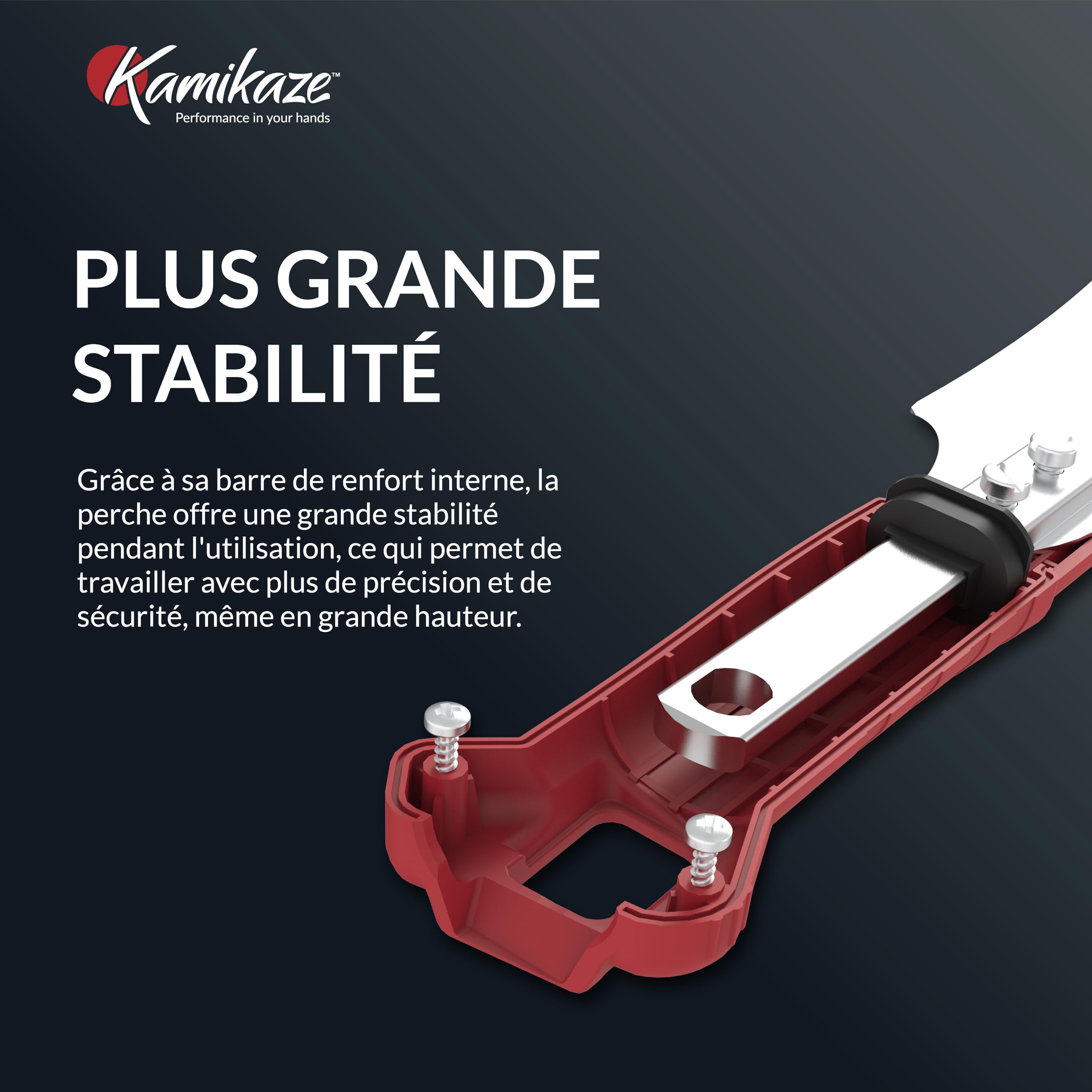 KAMIKAZE Scie multi-tool MT-330 Lame incurvée de 33 cm Coupe japonaise Manche en polyamide rouge Idéal pour l'élagage des branches et l'aménagement paysager