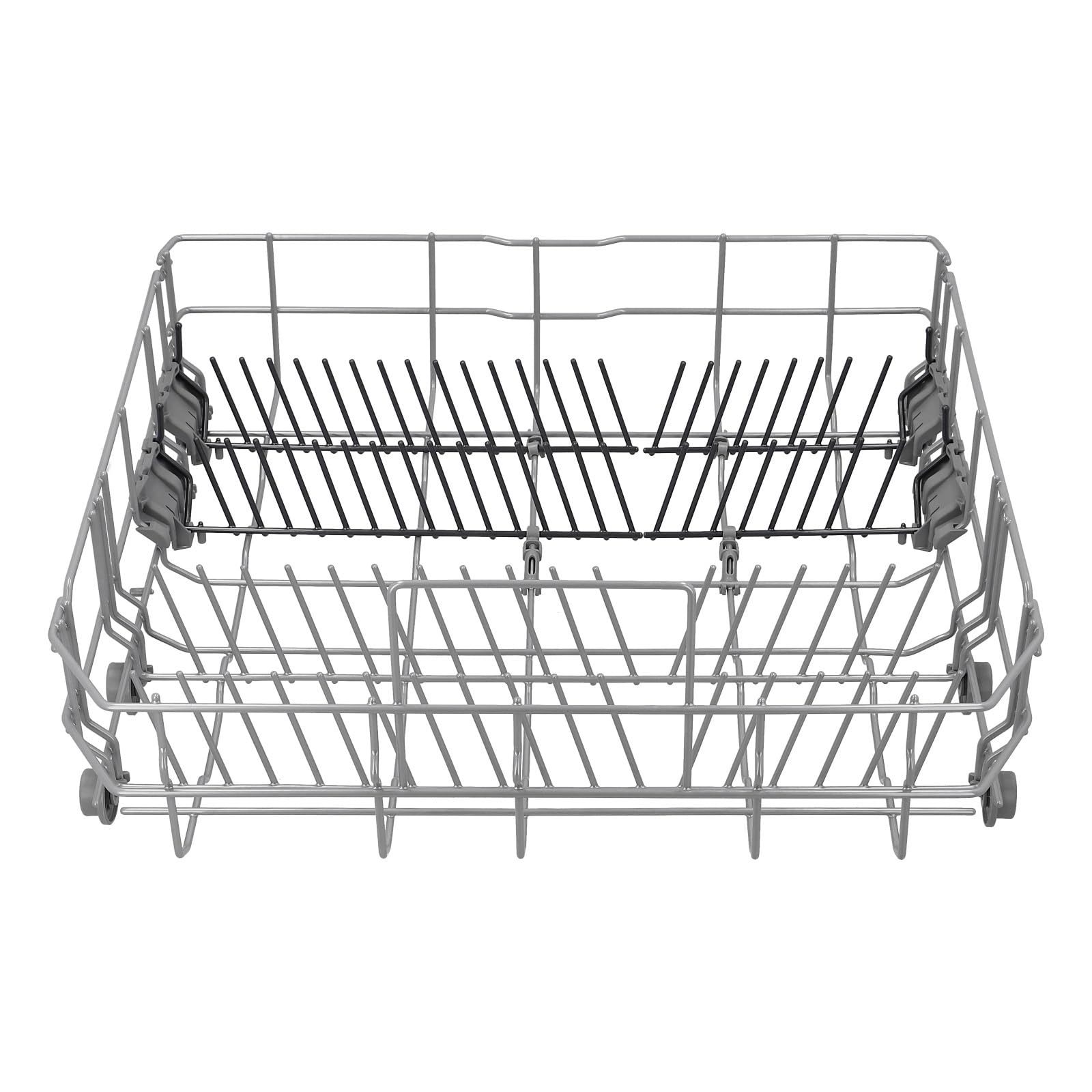 LPPP Cesto inferior compatible con Bosch Siemens lavavajillas 20006942 | Con cestillo para cubiertos, plata, metal, 6 varillas abatibles, sustituye 20002904, 00688642, 528×515×210 mm