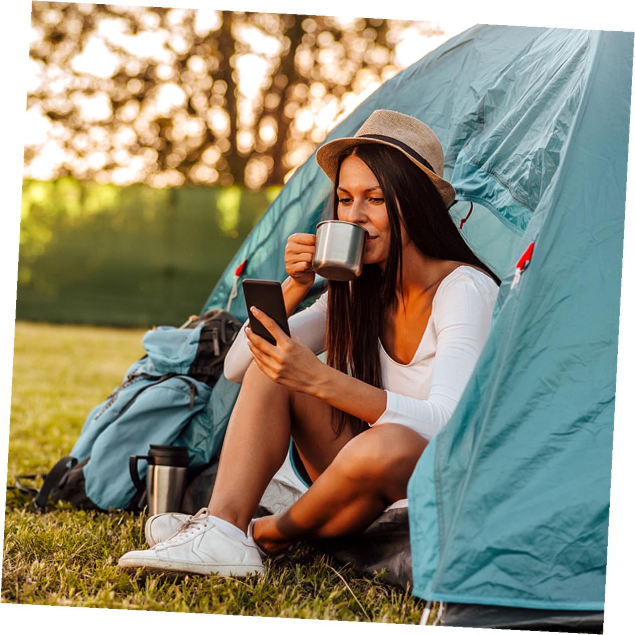 VICASKY Kit de Casseroles en Acier Inoxydable Pliable pour Camping et Randonnée, 8 Pièces Résistantes à l'usure, Ensemble Portable pour 5-6 Personnes en Plein Air