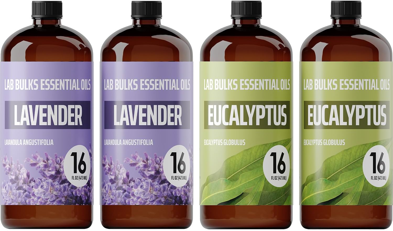 LAB BULKS ESSENTIAL OIL - Bundle of Lavender and Eucalyptus Essential Oils, 16 oz Bottles, for Diffusers, Home Care, Candles, Aromatherapy