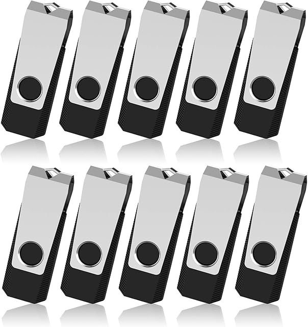TOPESEL 10 Pack 8GB USB Memory Stick Bulk USB 2.0 Flash Drives Thumb Drives Pen Drive, Black