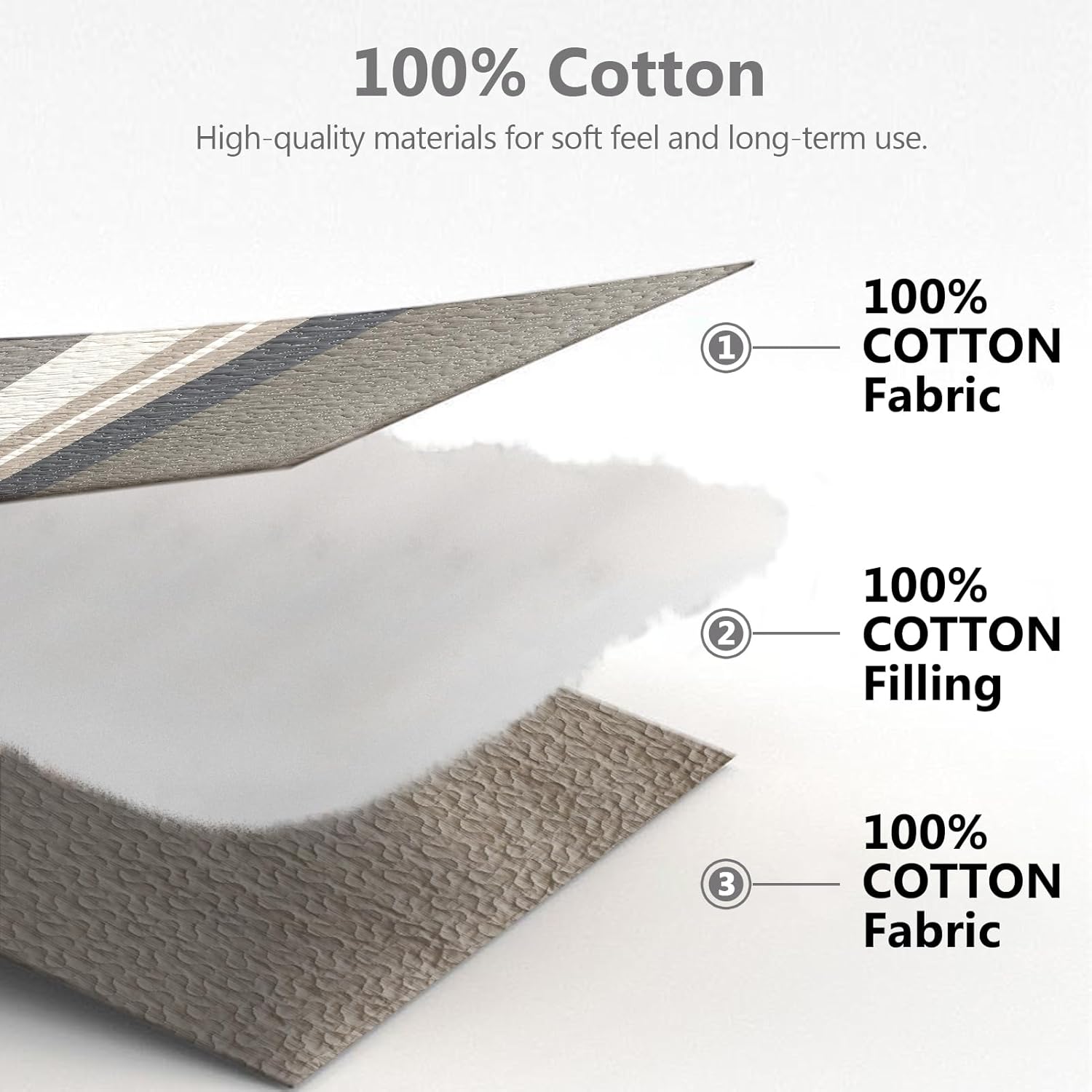 100% Cotton Quilts King Size, King Quilt Bedding Set Bedspread, Striped Quilt for King Bed, 3 Pieces Farmhouse Reversible Lightweight Comforter Bed Spread, Brown/Beige/Taupe - Image 7