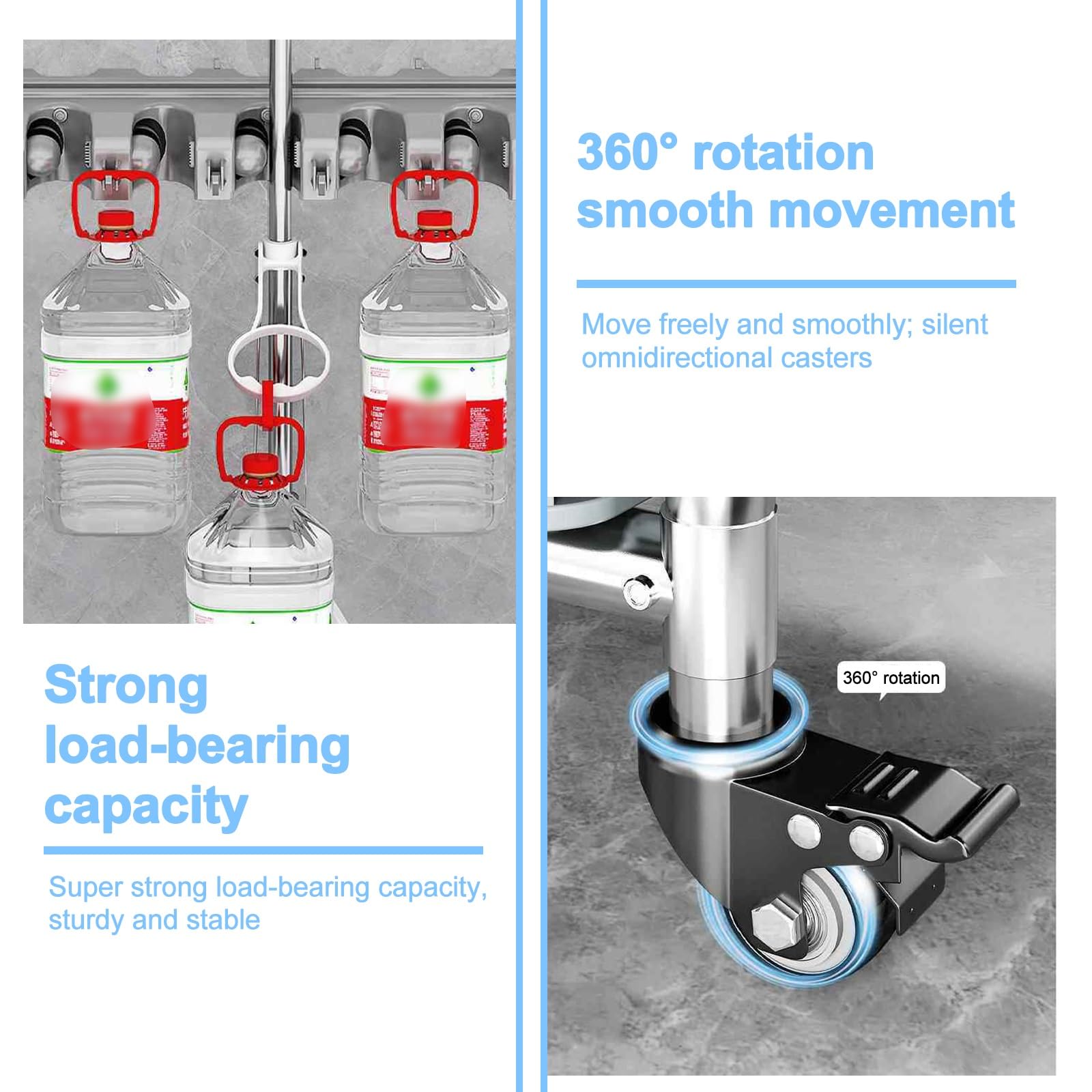 SARKEY Wieszak na mopy i wózek do czyszczenia, mobilny uchwyt na miotły mop broom holder, profesjonalny wózek do czyszczenia, wieszak na narzędzia ogrodowe, do domu, garażu (65 x 42 x 110 cm (26 x 17
