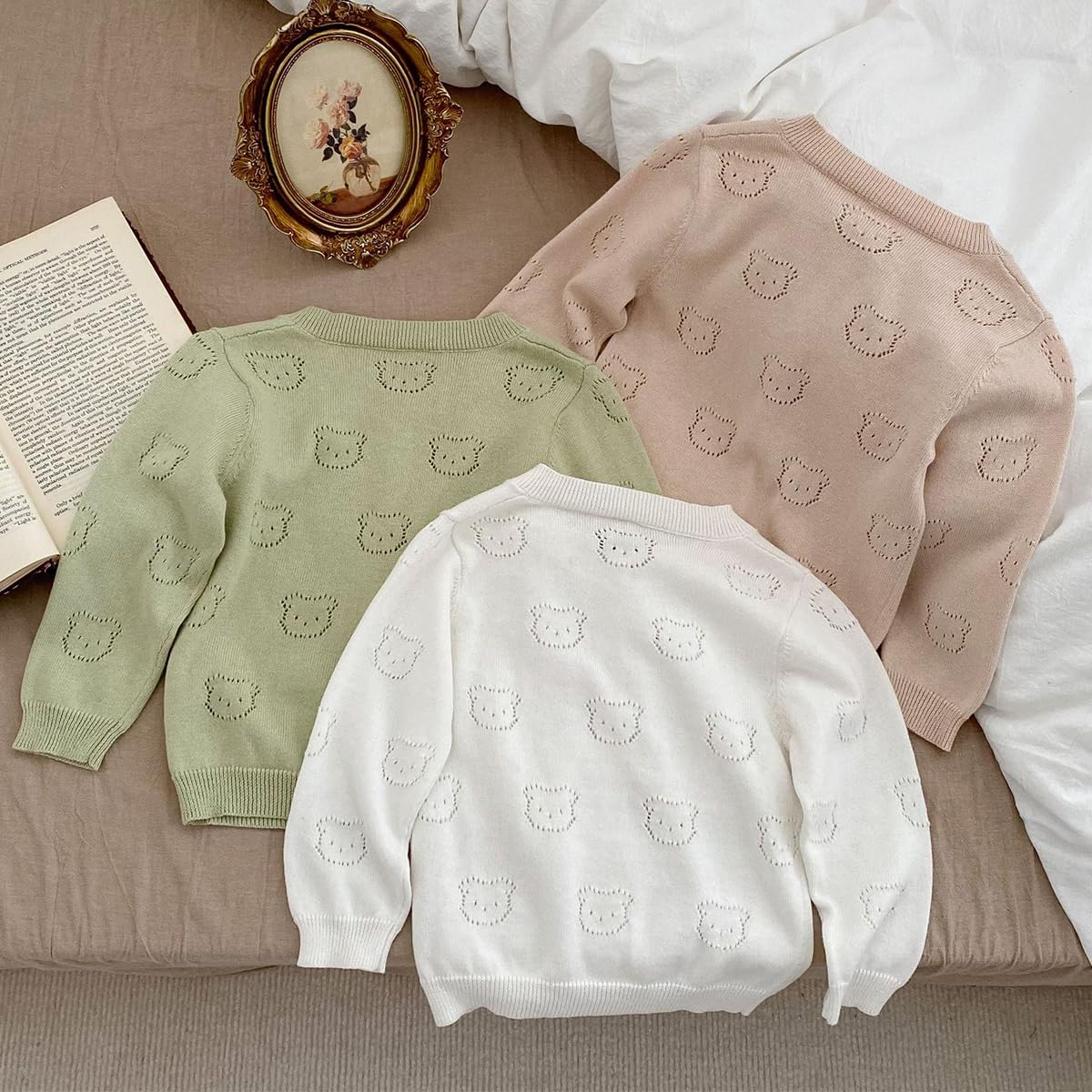 Bambini Neonate Maglione Lavorato a Maglia Sottile Cardigan, Manica Lunga Maglia Giacca Coprispalle Tinta Unita Chiusura Manica Lunga Giacca, Morbido, Girocollo, con Bottoni 1-11 Anni