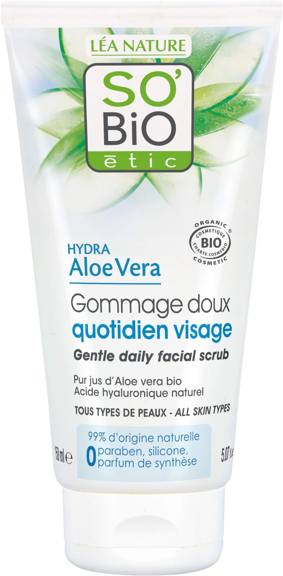 So'Bio ÉticÃ‰tic So Bio Cosmos Organic Hydra Aloe Vera Gently Daily Facial Scrub, 150ml | For daily use | All skin types.
