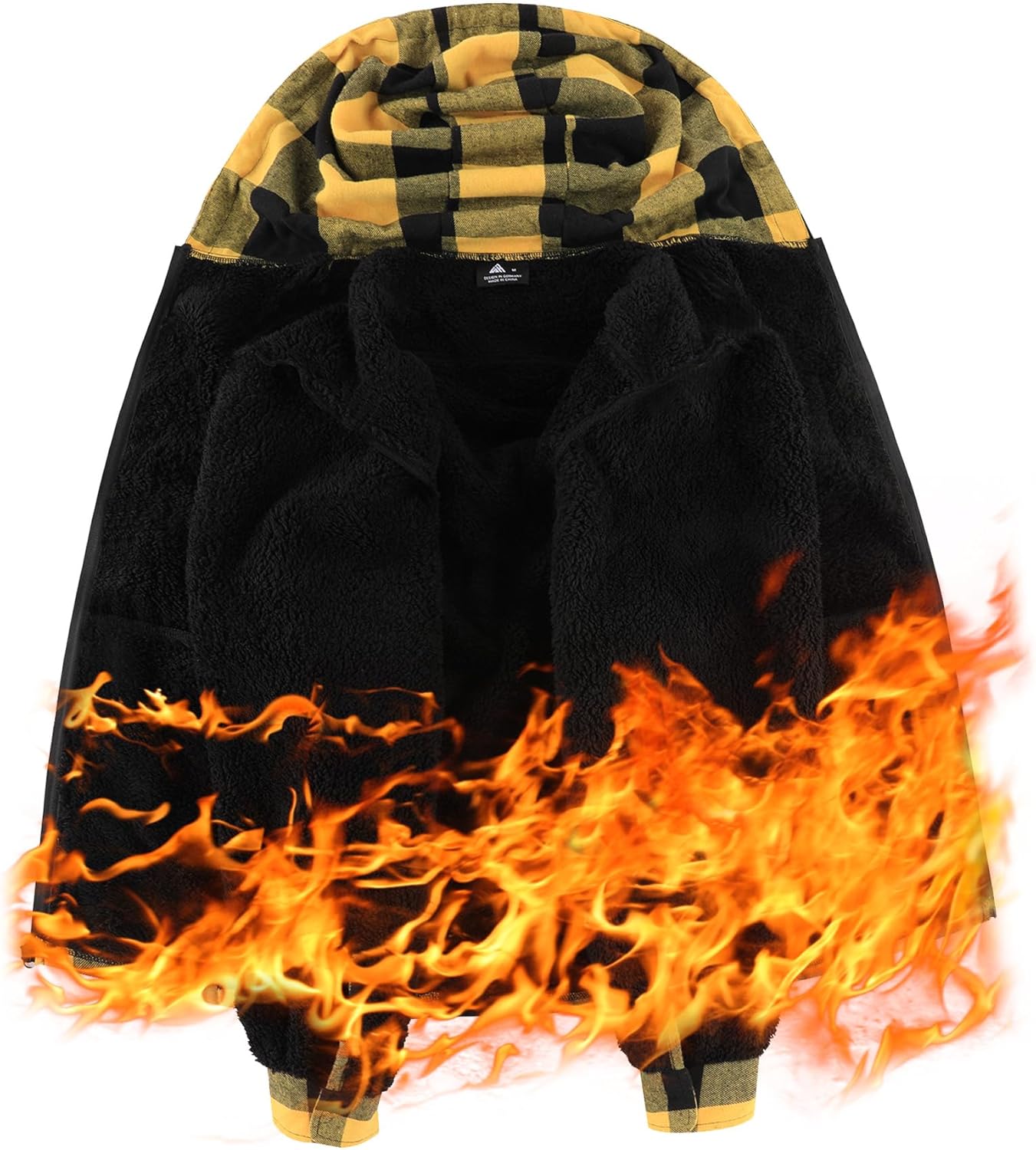 SCODI Men's Flannel Plaid Jacket Warm Sherpa Lined Fleece Hoodies for Men Zip Up Thick Jackets Winter Coat with Pocket