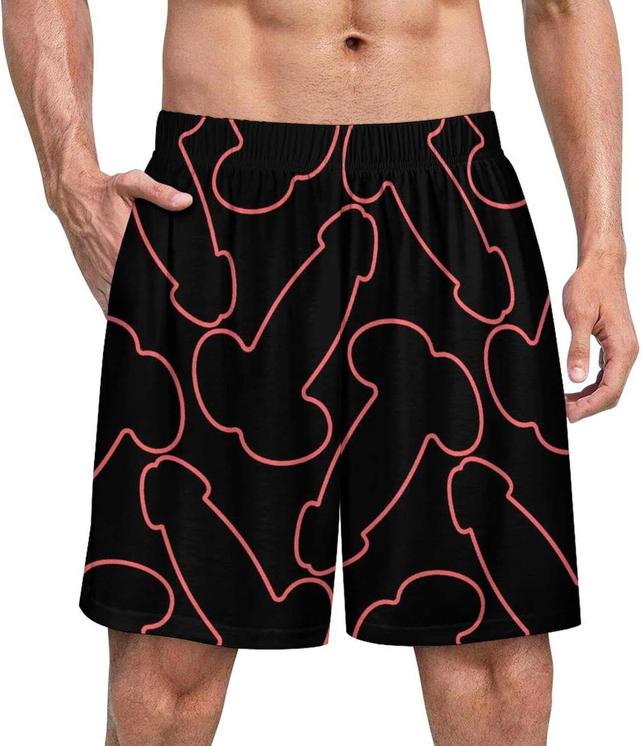 Penis Pattern Men‘s Pajamas Shorts Casual Pajama Bottom Nightwear Pants Lounge Sleepwear