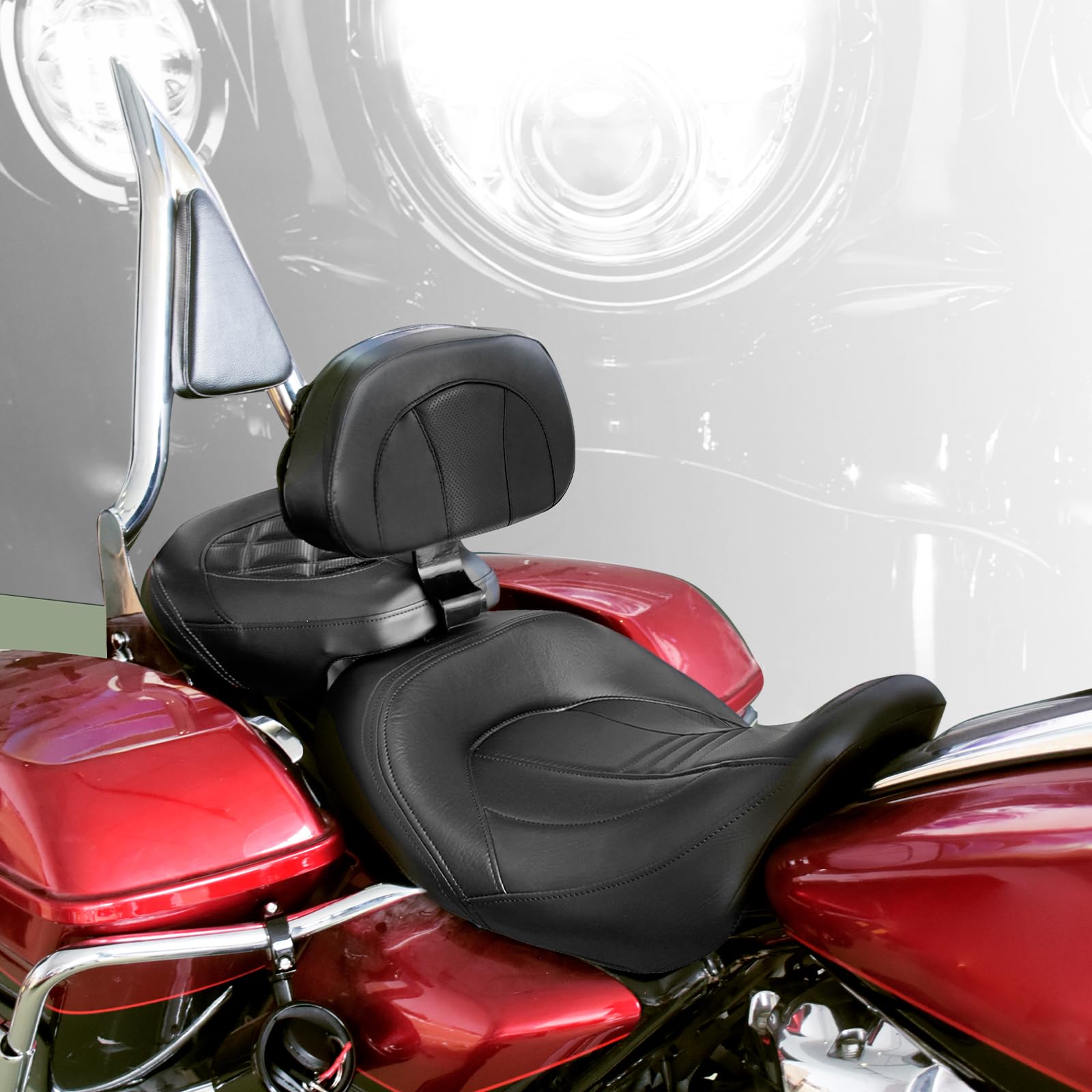 Amazon | HCmotorku バイク タンデムシート ライダー バックレスト付き