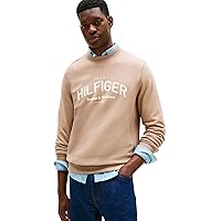 Tommy Hilfiger Uomo Felpa Arch Crew Neck Regular Fit, Beige (Coastal Taupe)