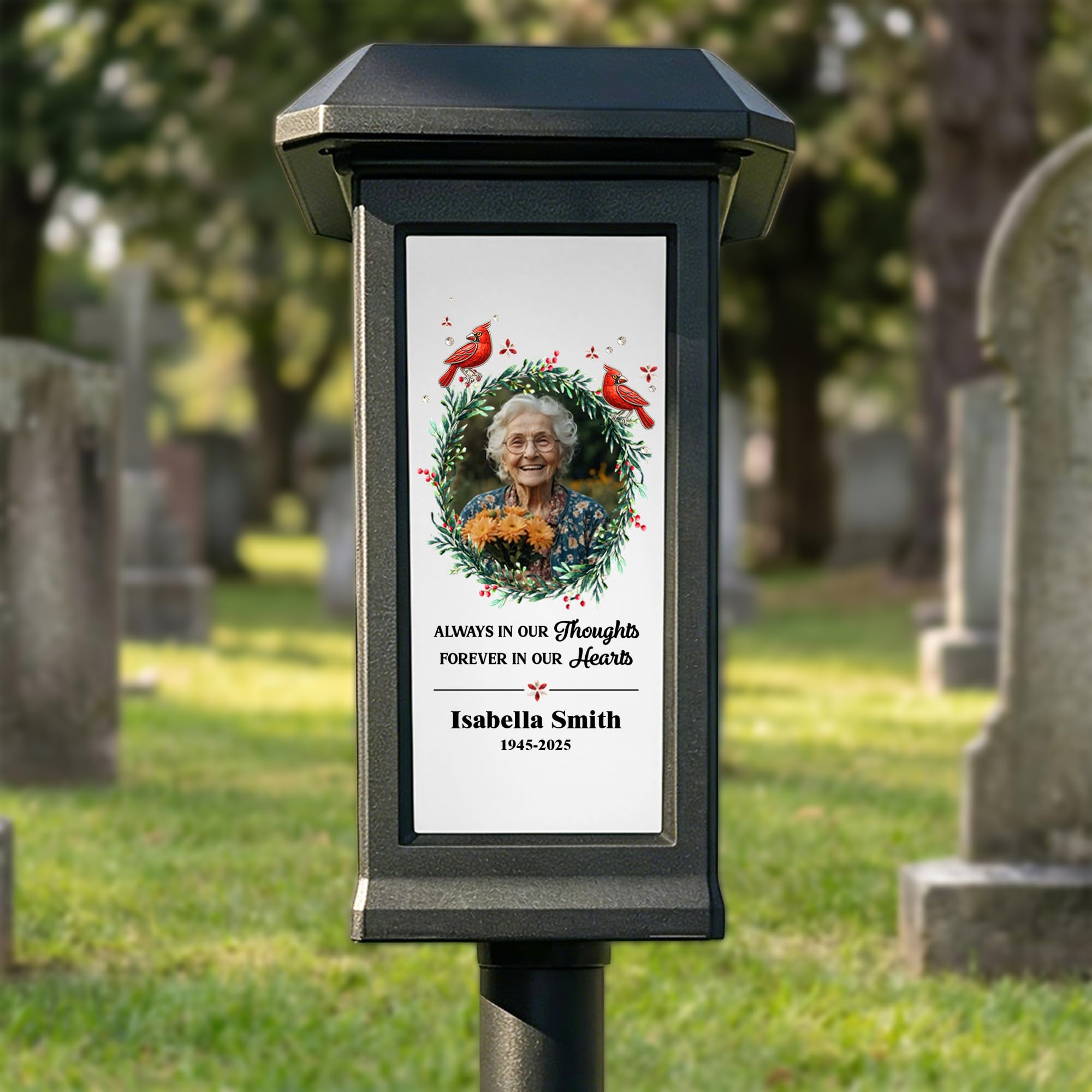 callie Personalized Memorial Solar Garden Light, Custom Cardinal Butterfly Solar Light for Cemetery Grave with Photo & Name & Year | Remembrance Sympathy Gifts for Loss of Loved