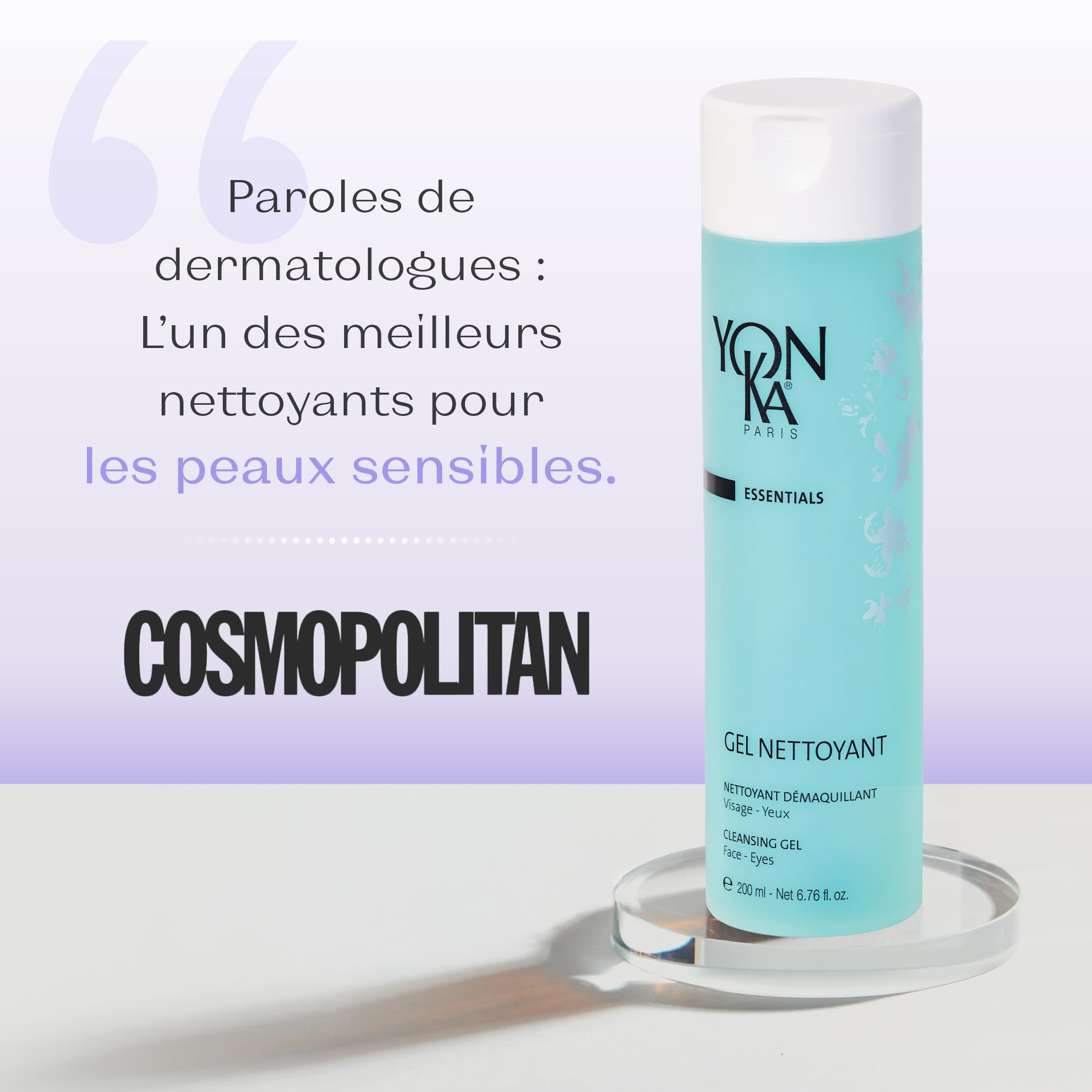 Gel Nettoyant Moussant Yonka 200ml - Visage, Yeux & Lèvres - Démaquille, Nettoie et Purifie - Tous Types de Peaux, Idéal pour les Peaux Mixtes à Grasses - Mousse Fine - 94% d'Ingrédients Naturels