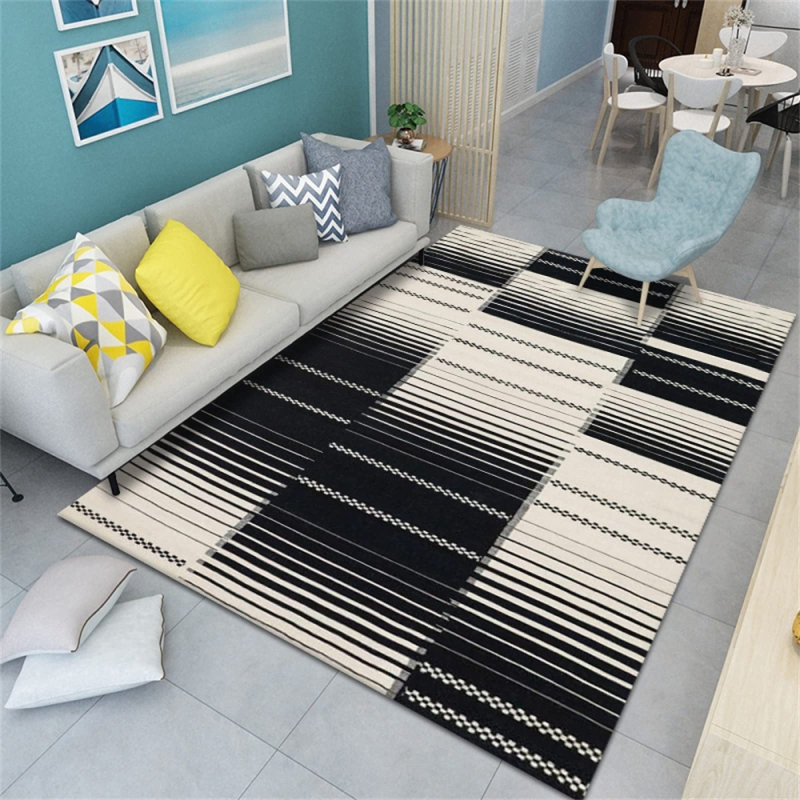 Tapis de jeux rectangulaire doux 160x200 cm pour salon complet