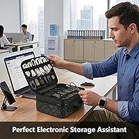 Vista 3 de MATEIN Bolsa Organizadora de Cables, Almacenamiento Electrónico de Viaje Impermeable, Estuche de Transporte de Bolsas Tecnológicas Portátil a Prueba