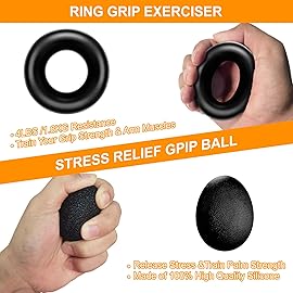 ALMAH Hand Grip Strengthener kit(5 Pack),Grip Strength Trainer,Forearm Workout Trainer Adjustable Grip Exercises,Finger Grip Strengthener,Finger Stretcher,Grip Ring & Stress Relief Ball with Carry Bag