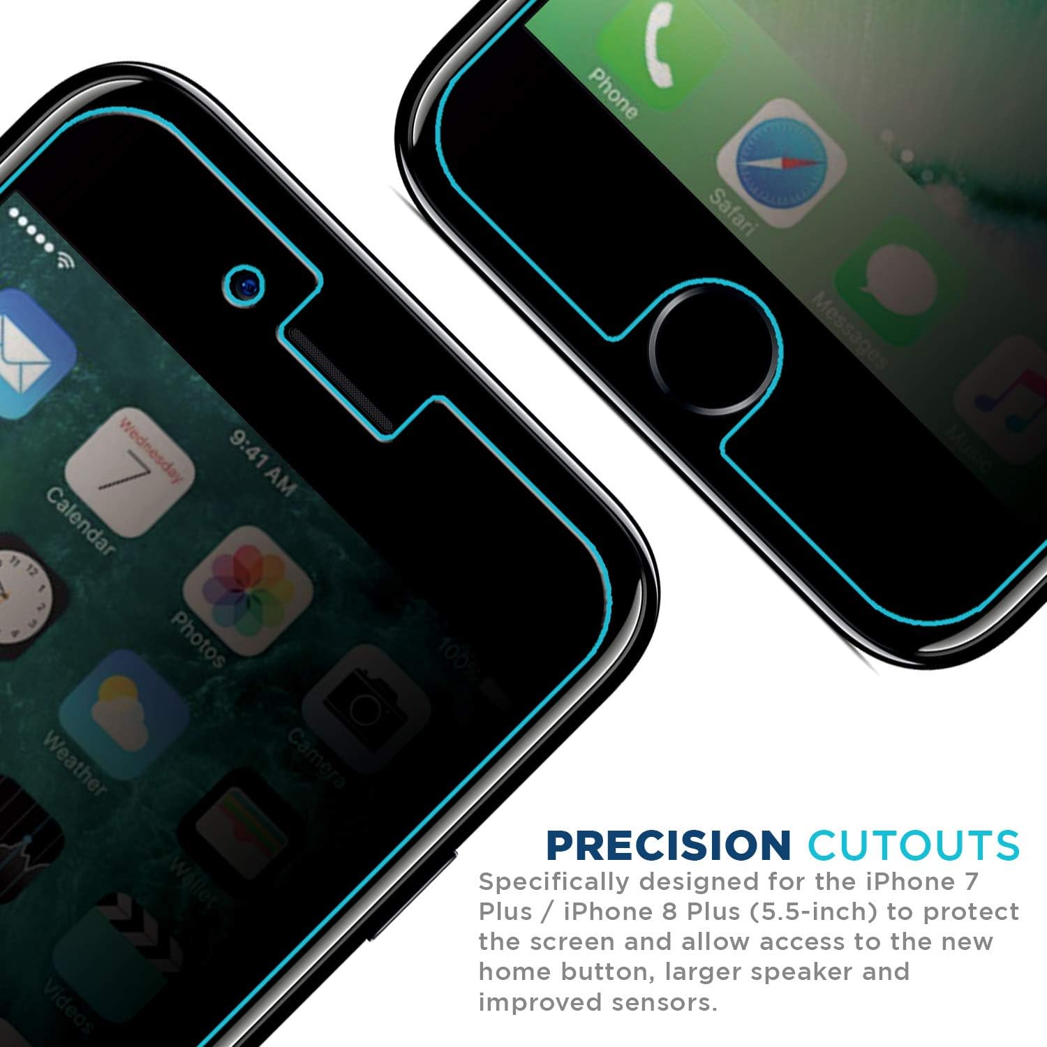 Tech Armor 4Way 360 Degree Privacy Film Screen Protector Designed for Apple iPhone 7 Plus and iPhone 8 Plus 5.5 Inch 1 Pack