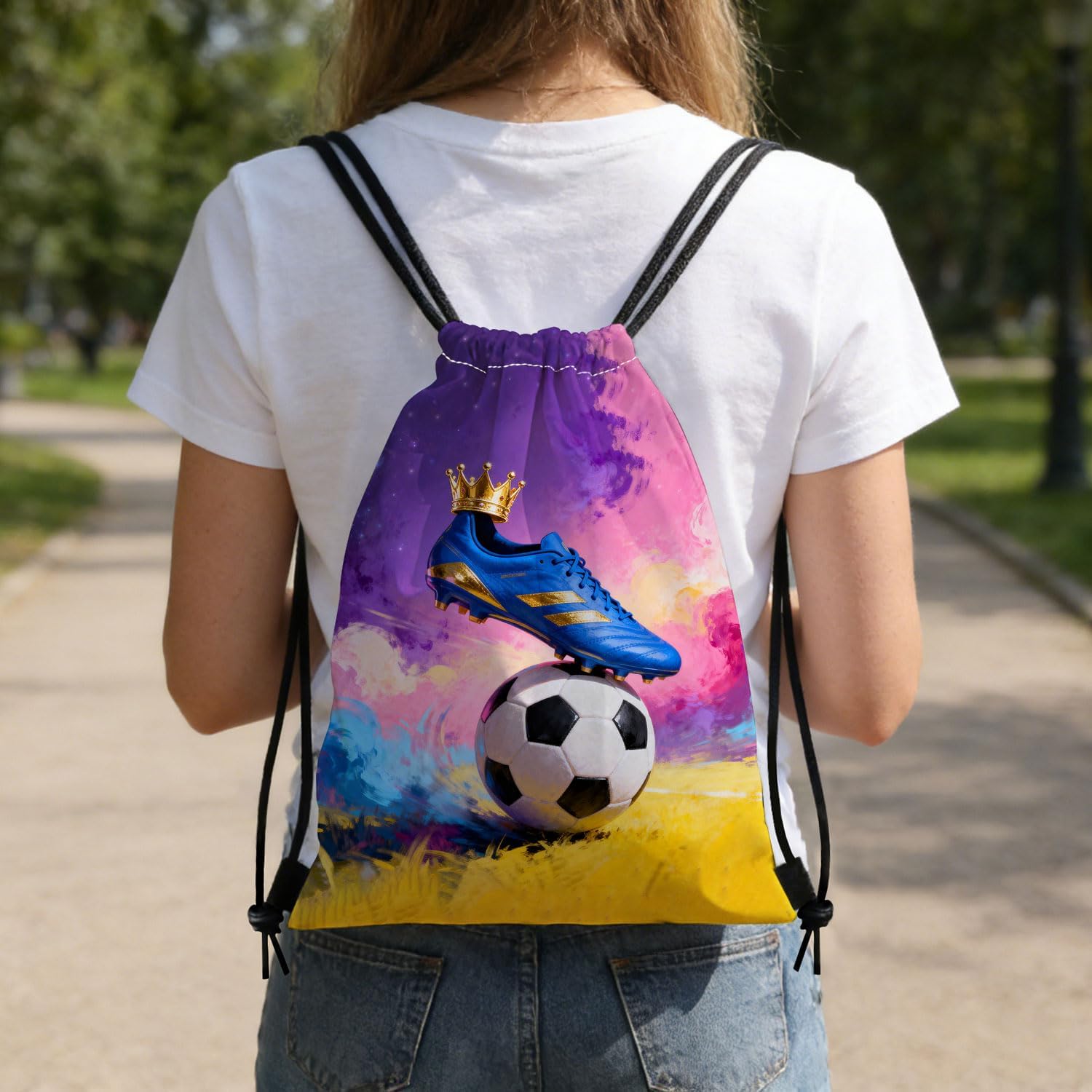 Soccer King Dual-Sided Print Drawstring Bag