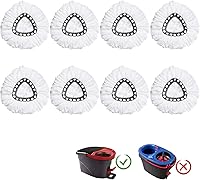 Vista 1 de Paquete de 8 cabezales de repuesto compatibles con la mopa giratoria O-Ceda EasyWring, repuesto de fregona giratoria de microfibra, fácil limpieza