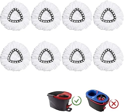 Paquete de 8 cabezales de repuesto compatibles con la mopa giratoria O-Ceda EasyWring, repuesto de fregona giratoria de microfibra, fácil limpieza,