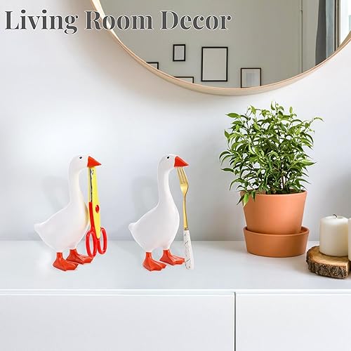 Miniatura 7 de Tlence Soporte magnético para llaves de ganso, lindo y divertido colgador de llaves, decoración del hogar, estatua de llavero, estante para colgar,