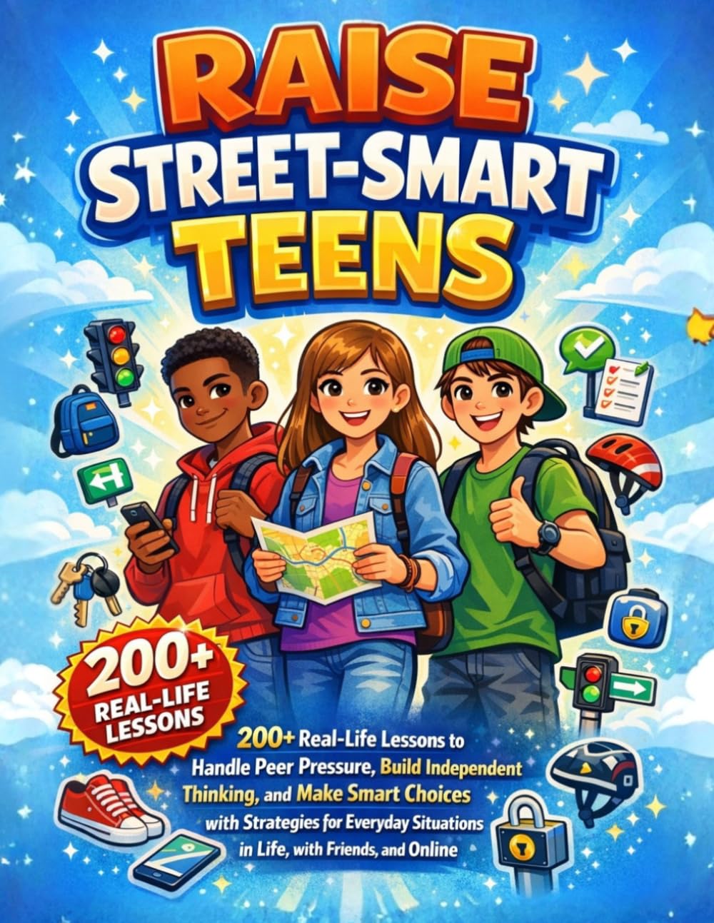 Raise Street-Smart Teens: 200+ Real-Life Lessons to Handle Peer Pressure, Build Independent Thinking, and Make Smart Choices with Strategies for Everyday Situations in Life, with Friends, and Online