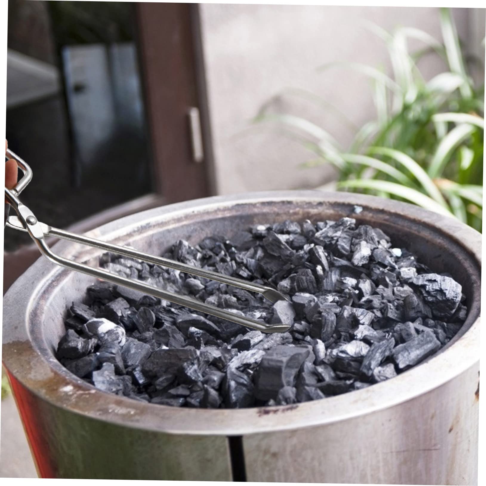 Levemolo 1PC Extra Long Charcoal Tongs with Solid Beech Handle Heavy Duty Bbq Clip for Outdoor Grilling Kitchen Use Durable Fire Tongs for Charcoal Bbq Cooking