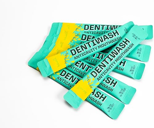 Miniatura 4 de Mouthwash Dentiwash - Paquetes portátiles de tamaño de viaje, sin alcohol, tensioactivo, conservantes y colorantes artificiales, evita caries,