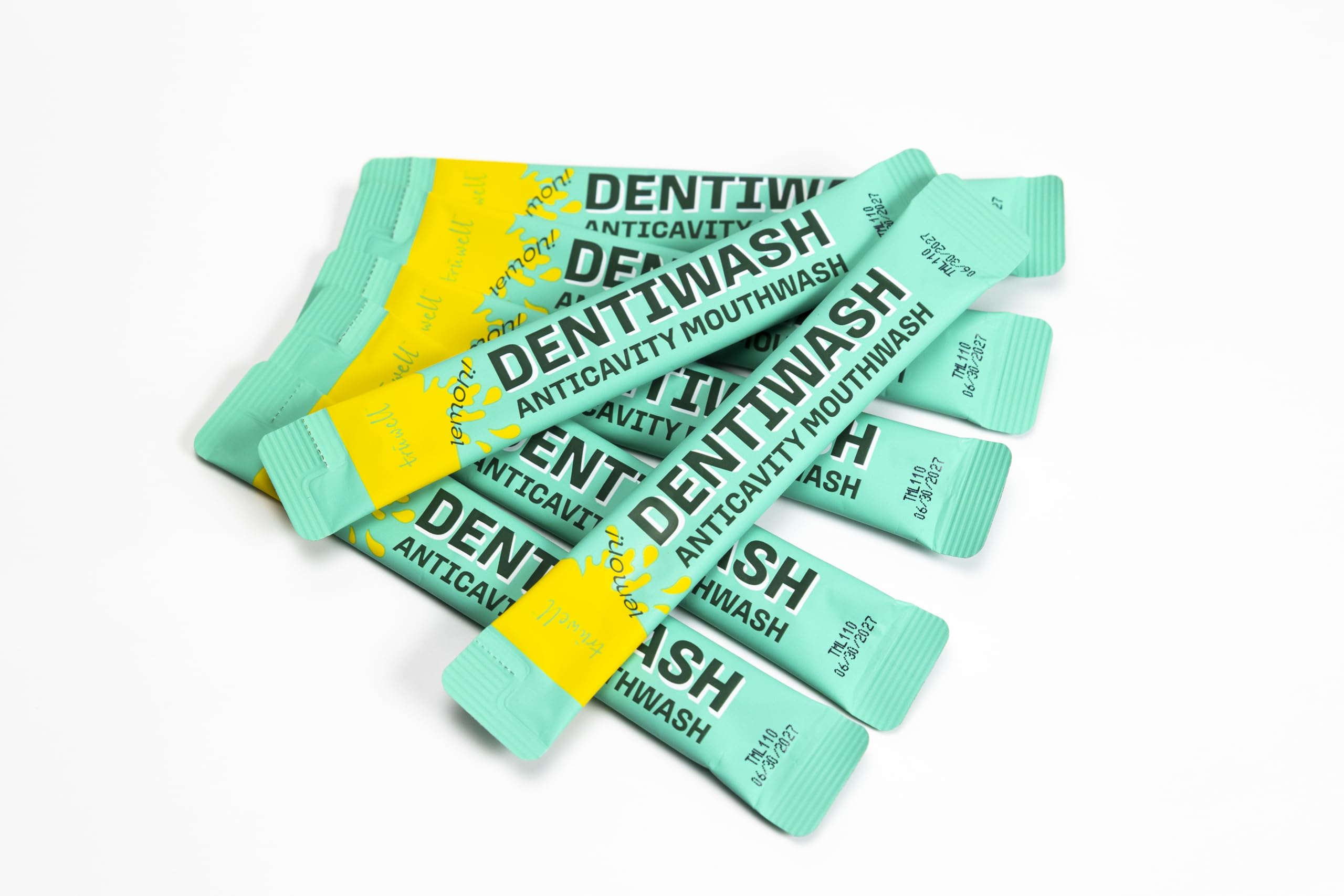 Mouthwash  - Paquetes portátiles de tamaño de viaje, sin alcohol, tensioactivo, conservantes y colorantes artificiales, evita caries, elimina el mal aliento, limón 30 paquetes individuales de 4