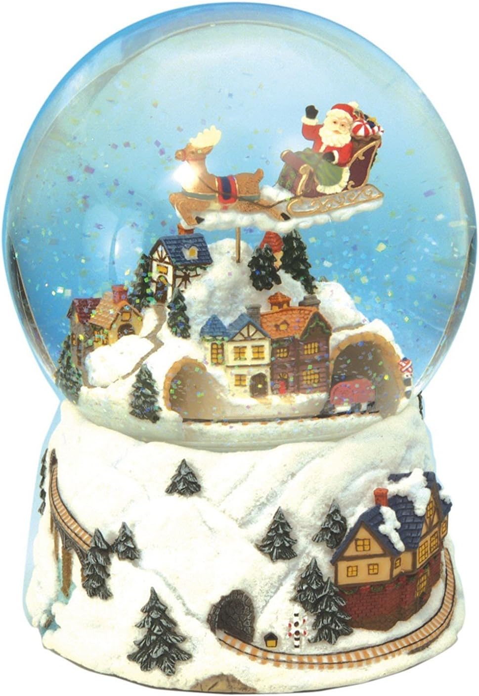 Christmas Snow Globe, The Train Drives Through The Tunnel and Santa Turns to The Melody “Jingle Bells”. Diameter 120 Mm