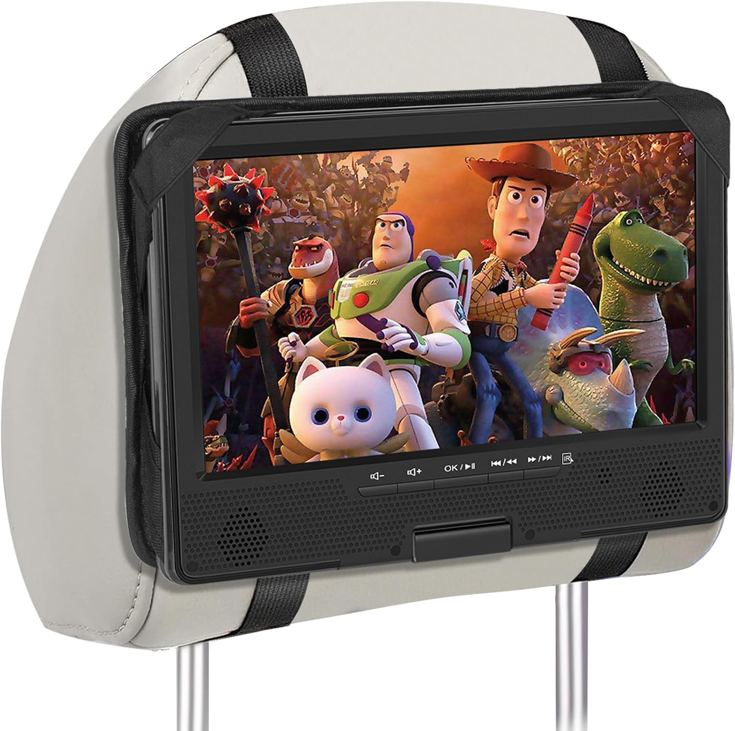HotHat Car Headrest Mount Holder Strap for Swivel and Flip Style 12.5 inch Portable DVD Player - 10 Inch to 10.5 Inch Screen