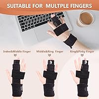 Vista 5 de Férula de 2 dedos, soporte de dedo ajustable, soporte de metal para dedos rotos, férulas de dedo de mazo, enderezador de dedo gatillo, artritis