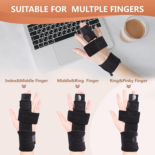 Miniatura 5 de Férula de 2 dedos, soporte de dedo ajustable, soporte de metal para dedos rotos, férulas de dedo de mazo, enderezador de dedo gatillo, artritis,