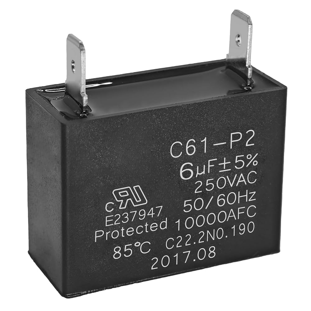 おまとめ 【q567他・fl523・fl617・cal217他・aph111】 C61-P2 6μF 250VAC Capacitor – 50/60Hz 10,000 AFC Motor Run