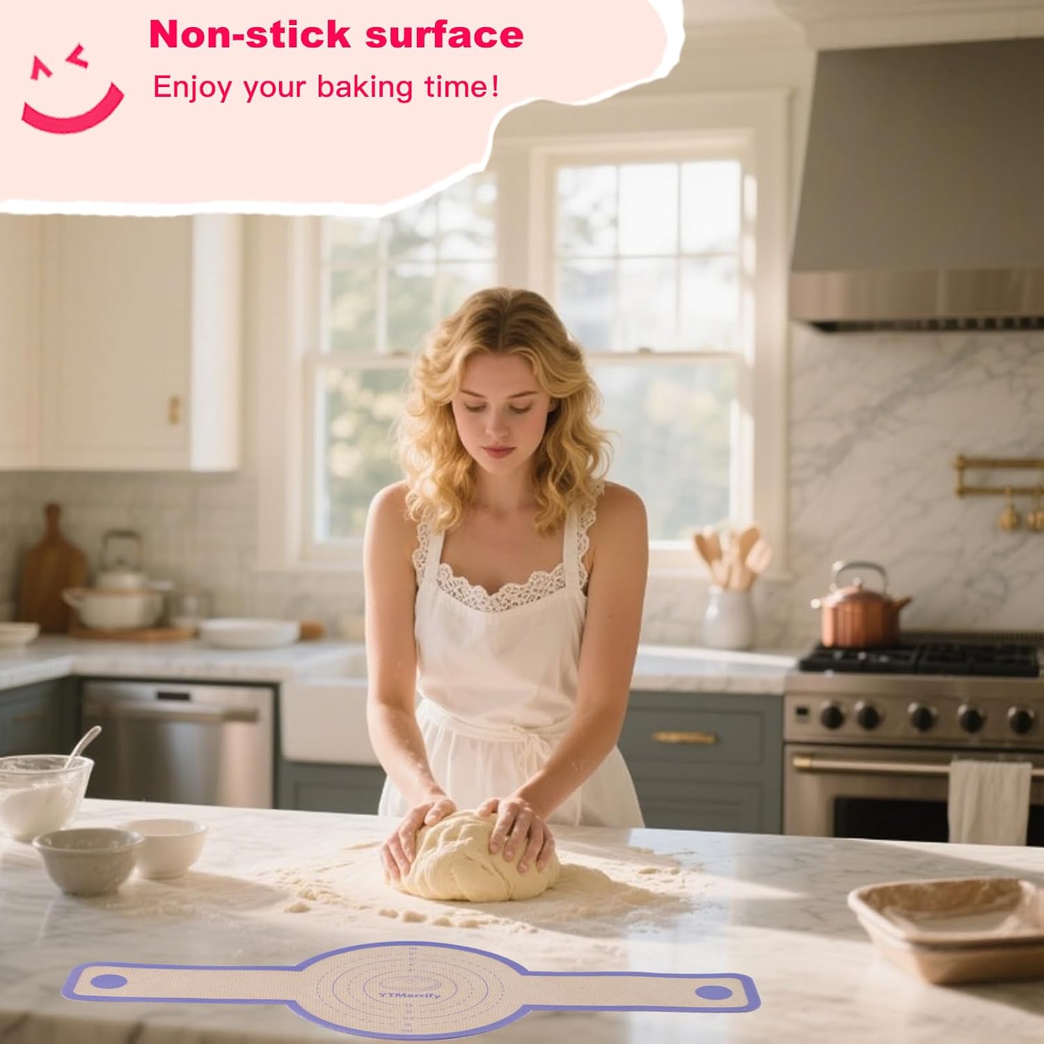 2-Pack Silicone Bread Sling Mats with Long handles,Non-Stick Silicone Bread Baking Mat,Reusable Baking Sling to Transfer Sourdough Bread,Dutch Oven Liners Baking Supplies Bread Mat (Blue,Grey)