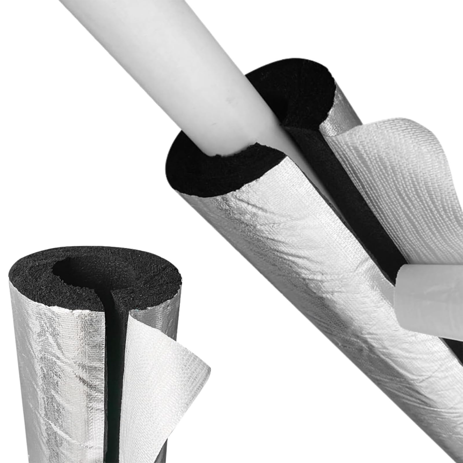 Aislamiento de Tubería Anticongelante para Exteriores, Coquilla Aislante De Impermeable Coquilla Aislante De Papel De Aluminio Autoadhesivo Interiores (ID) 219mm x (T) 30mm