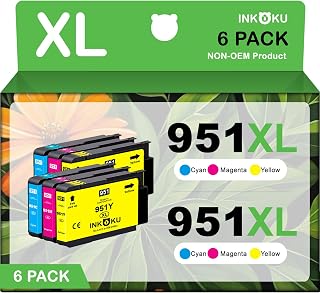 951XL Color Ink Cartridges 6-Pack Compatible with HP 8600 8610