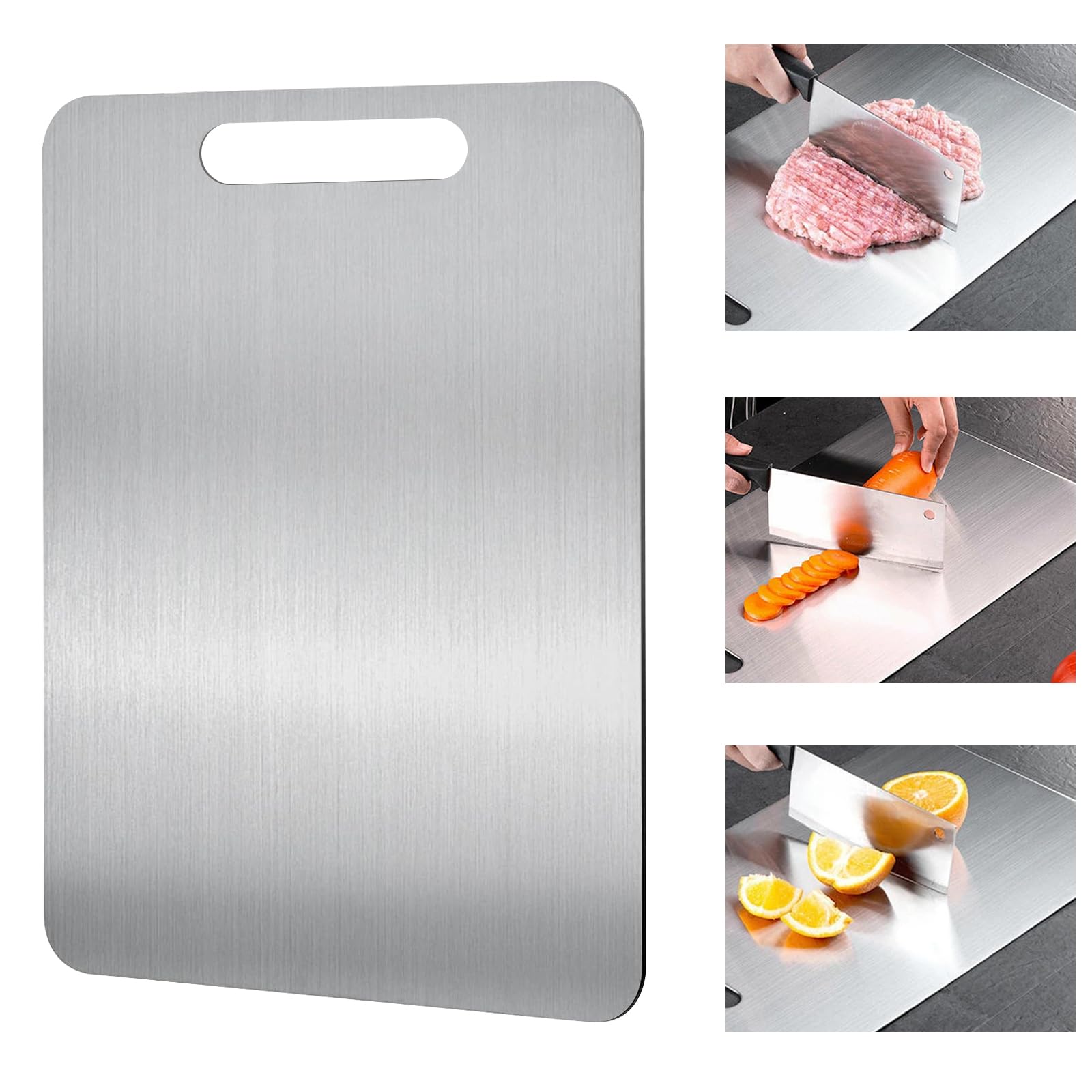 100% Pure Titanium Cutting Board,Ultra-thin Stainless Steel Non-stick Cutting Board,Double-sided Titanium PlateFamily Outdoor Camping Meal