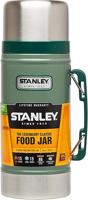 Stanley Classic Legendary Food Jar 0.7L Hammertone Green BPA Free Stainless Steel Food Flask - Hot for 15 Hours - Leakproof Lid Doubles as Cup - Thermal Lunch Box for Hot Food - Dishwasher Safe