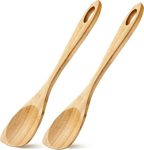 2 cucharas de esquina de madera, cuchara de cocina de madera, espátula de bambú, espátula de utensilios de madera para el hogar, cocina, utensilios