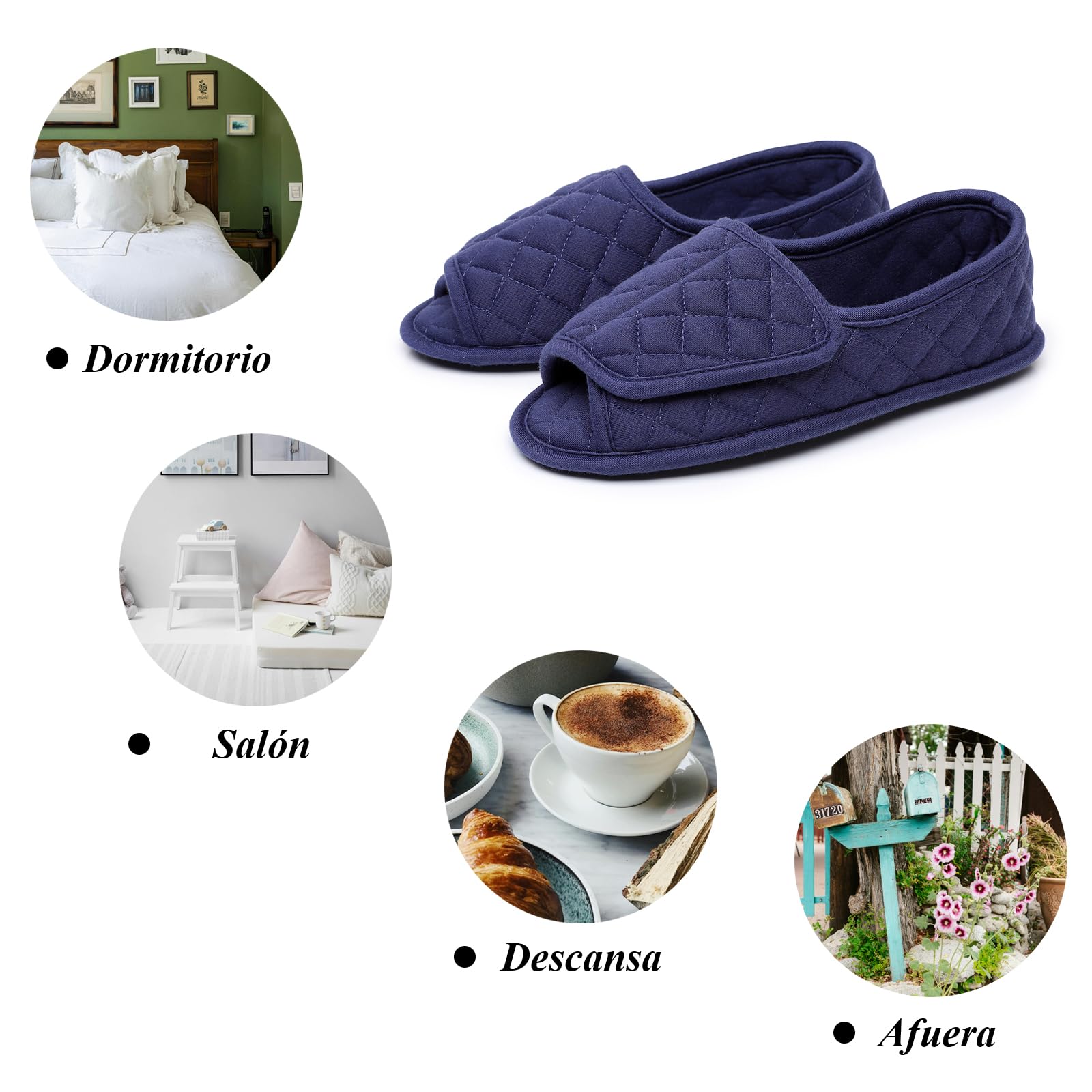 Git-up Zapatillas de casa de Espuma Viscoelástica para Mujer, Pantuflas Mujer con Ajustables Gancho y Bucle, Zapatos de Interior con Suela Antideslizante