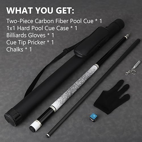 Miniatura 7 de Taco de billar de fibra de carbono con estuche, palo de billar con tecnología de carbono completo para adultos, Taco de piscina profesional de baja