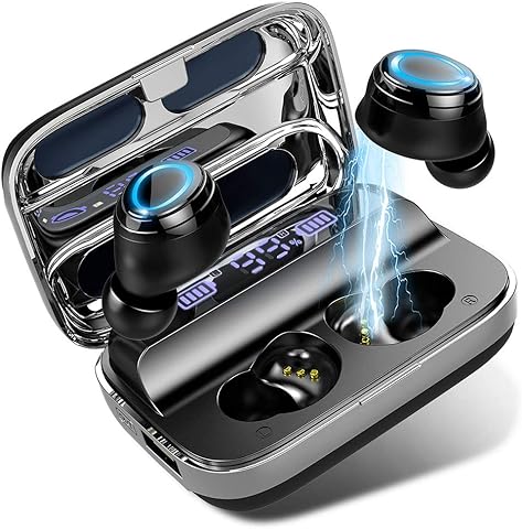 Wireless Headphones, In Ear Bluetooth Headphones 125H Playtime, 6D
Stereo Sound Deep Bass, Stereo Calls, Ipx7 Waterproof True Wireless
Bluetooth 5.0 Earbuds With Mic, Power Bank Portable Charging Case