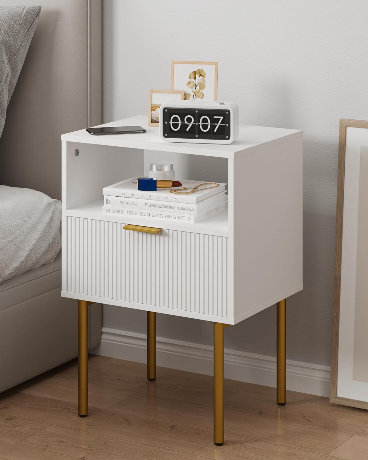 JERX moderni noćni ormarić u bijeloj boji