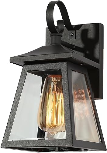 Miniatura 8 de Uolfin Lámpara para exteriores, lámpara de pared exterior negra antioxidante, impermeable, paquete de 2 luces modernas de porche al aire libre para