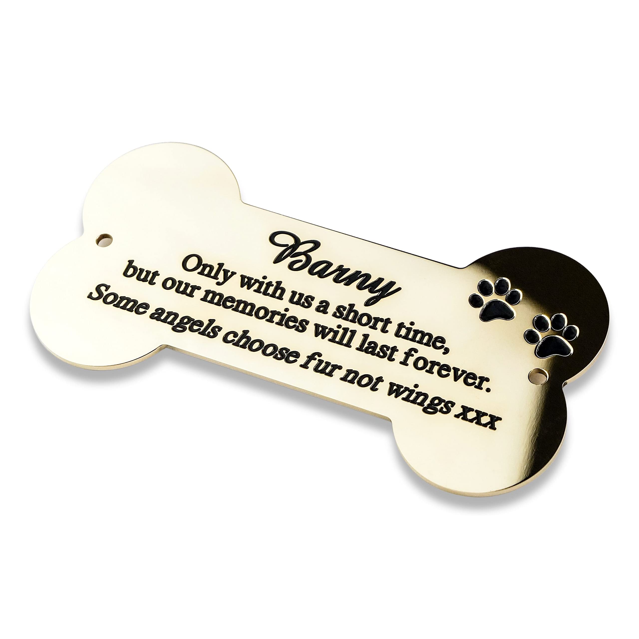 Engraving Studios Bone shaped plaque 6" x 3" solid brass engraved nameplate. Personalised engraved pet memorial plaque