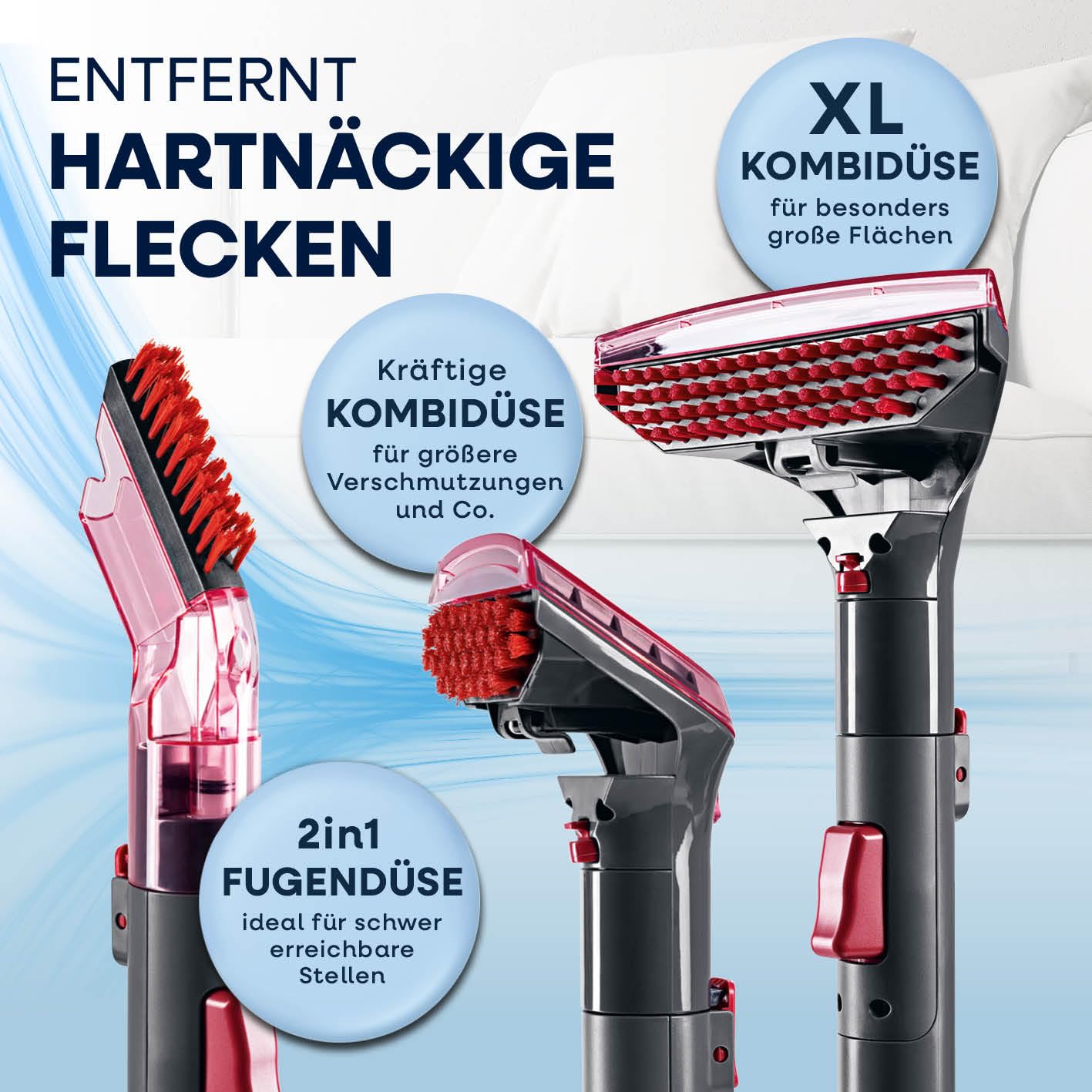 CLEANmaxx Pro Power Polsterreiniger Gerät 600W Rot | leistungsstarker Waschsauger mit Dual-Tank & Selbstreinigung | ideal für Sofa Auto Teppich Polster | starke Fleckenentfernung