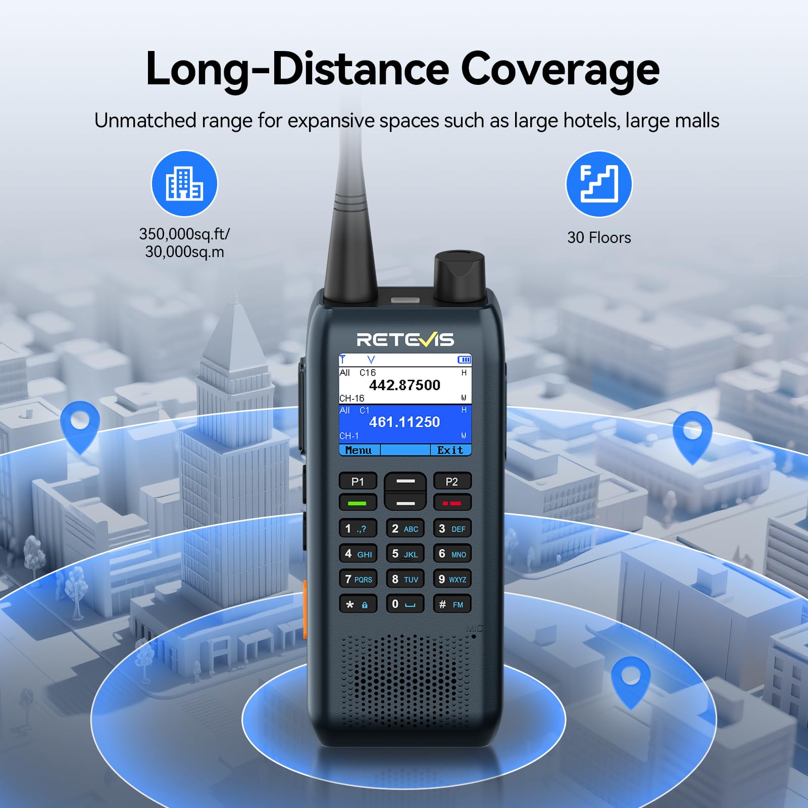 Retevis MateTalk C63 Radiotelefon ze Słuchawką, Zarządzanie Zleceniami Roboczymi – 3 Tryby Połączeń/Wysyłanie SMS-ów, LCD, Dwukierunkowy Radiotelefon do Centrów Handlowych (4 Opakowanie)