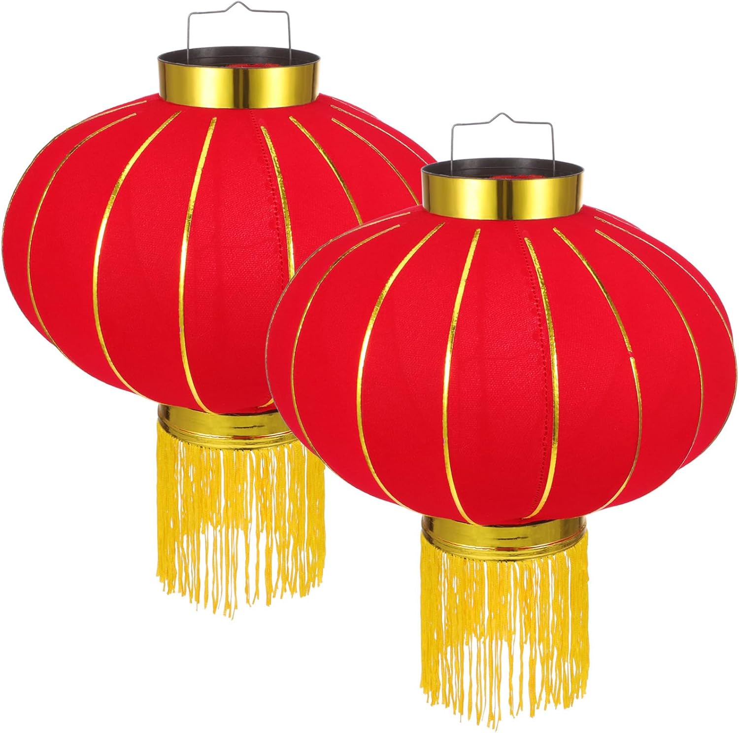 Totority Chinese Traditional Lanterns Decor, 2 Pack Traditional Hanging Red Lanterns for New Year Spring Festival Wedding, Outdoor Garden Patio Party Decoration