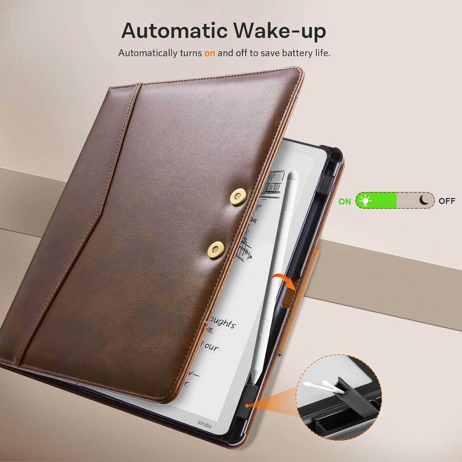 CoBak Premium PU Leather Case for 11" Kindle Scribe 3rd Gen 2025, Kindle Scribe Colorsoft, TouchPad D10, Folio Cover with Pen Holder, Auto Sleep/Wake, Card Slots & File Folders, Not for Remarkable