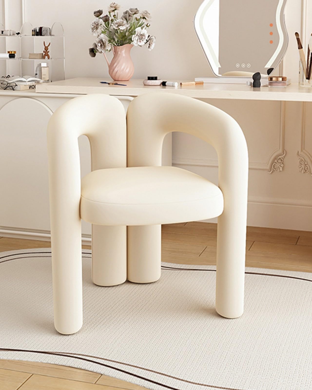 MAMAO Sgabello Speciale per Toeletta, Sgabello per Il Trucco in Stile Crema, Sedia da Camera per Ragazze, Sedia da Pranzo Moderna, Sedia da Soggiorno con Schienale Decorativo Yellow