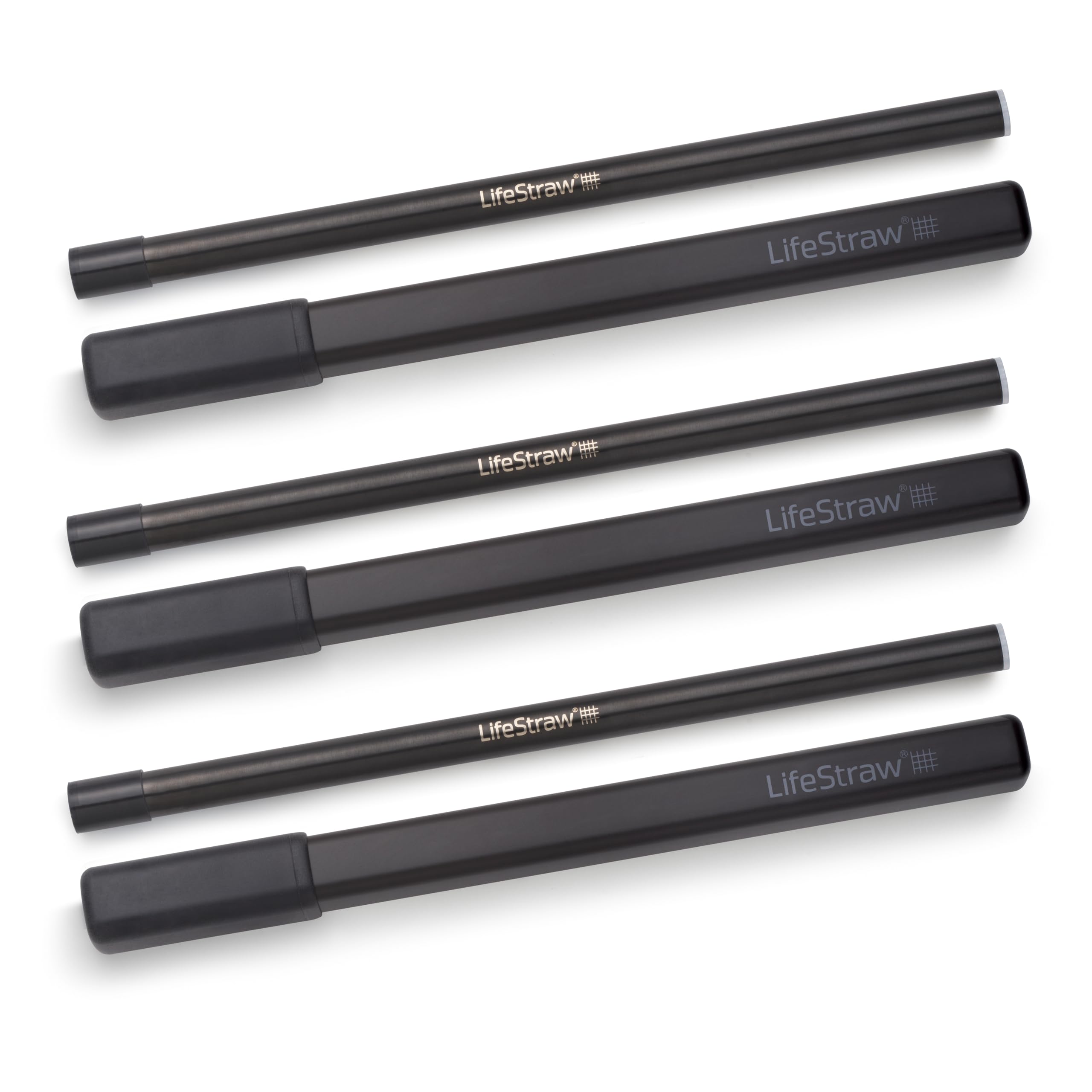 LifeStraw Sip 3-Pack, Reusable Stainless Steel Water Filter Drinking Straw with 3 Carry Cases, Removes Microplastics, Bacteria and Parasites for